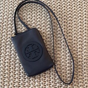 Tory Burch Navy Mini Charlie Leather Crossbody